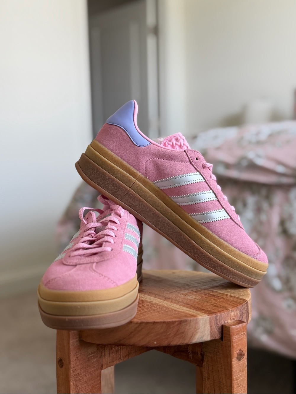 Adidas Gazelle Bold J Pink White Lavender Gum Platform Sneakers 5.5Y